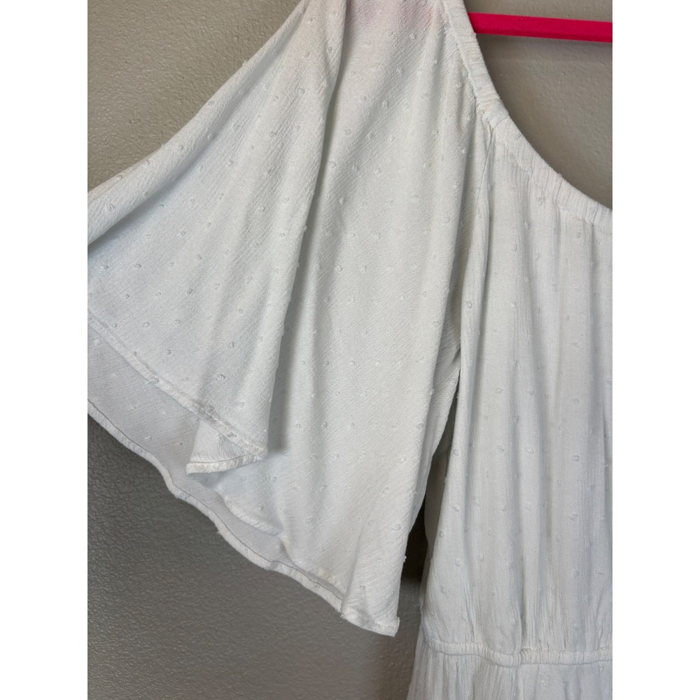 Wrangler Retro White Swiss Dot Off The Shoulder Mini Dress Large Cotragecore - Picture 3 of 9